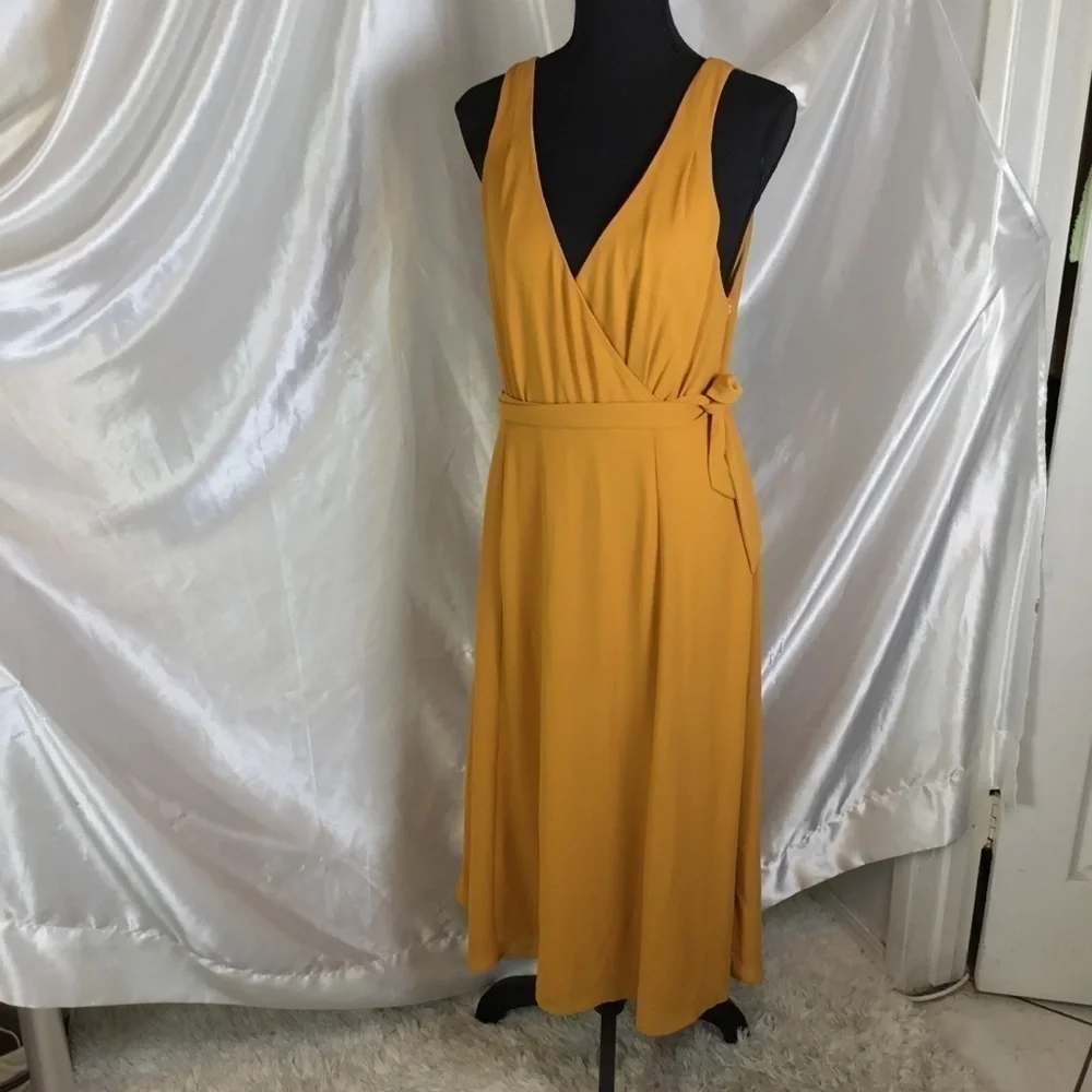 Show Me Your Mumu Elegant Boho Chic Solid Yellow Knee-Length Dress – Large, NWT